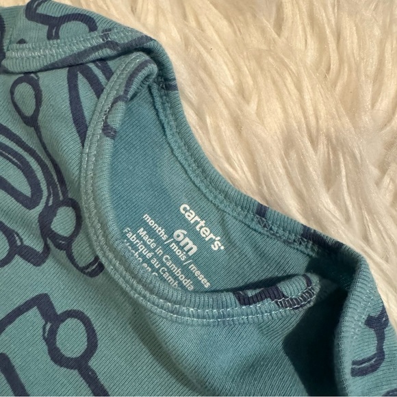 Carter’s Baby Boy Blue Car Print Long Sleeve Bodysuit Size 6 Months - Picture 2 of 4